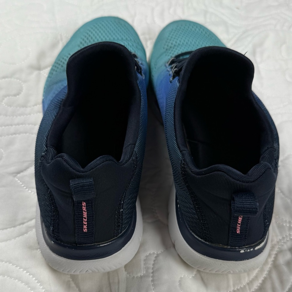Skechers Summits Bright Charmer Sneakers Memory Foam Slip On Blue Womens 7.5 EUC - Picture 4 of 9
